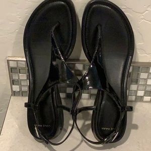 Cole Haan patent thong sandal